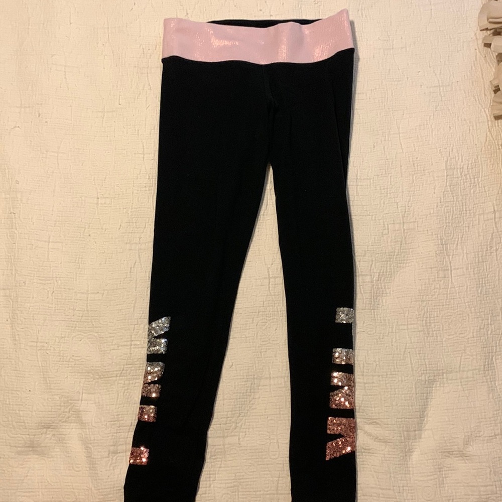 Victoria’s Secret PINK yoga leggings size medium sequins shimmery pink
